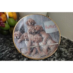 Vintage fine Porcelain Adopt a Puppy‎ Decorative plate